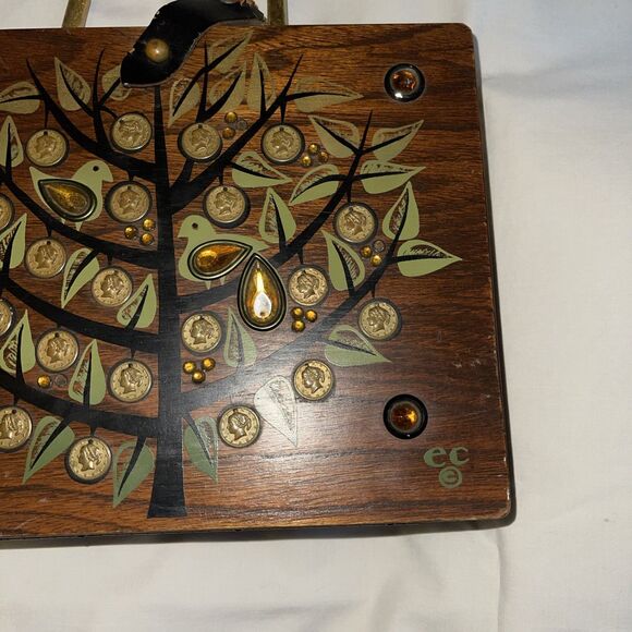 VTG 1966 Enid Collins OF TEXAS Money Tree Jeweled Box Bag 11”x8”x3” Signed - Picture 2 of 11